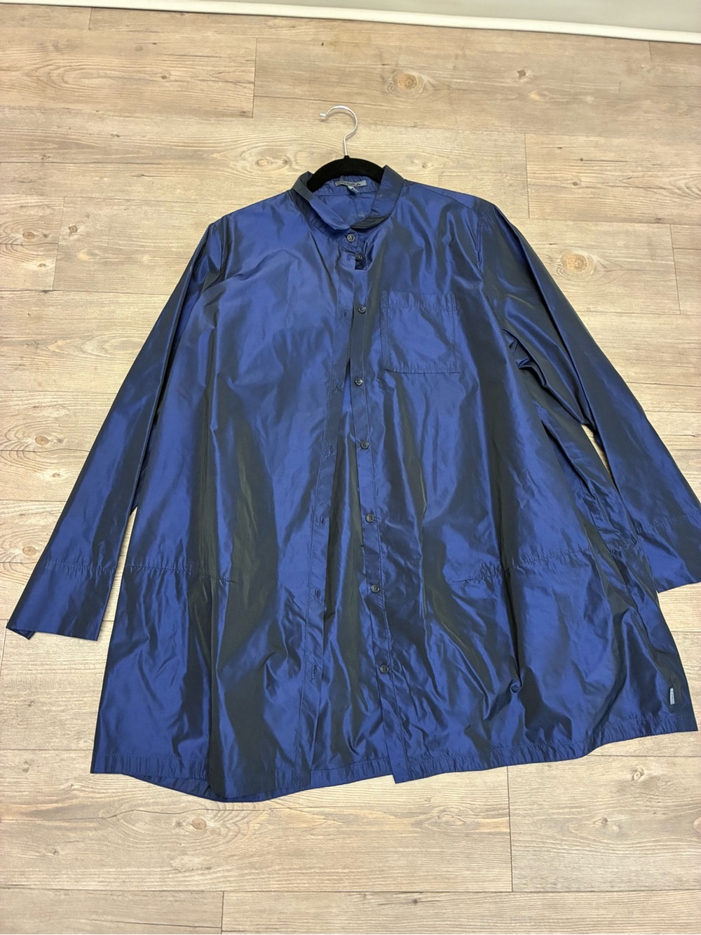 OSKA Blue Iridescent Nylon Windbreaker Jacket Womens Size 3 Oversized